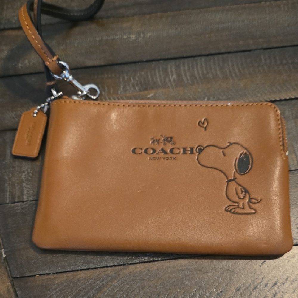 Coach Tan Snoopy Wristlet
